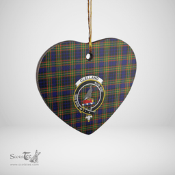 Scottish Clelland Modern Clan Tartan Ceramic Ornament - Crest Heart Style Scottish Plaid Tartan Plaid