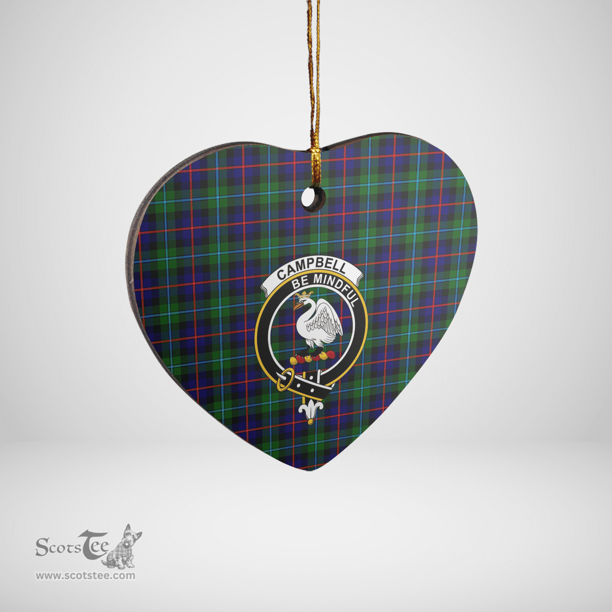 Scottish Campbel of Cawdor Modern Clan Tartan Ceramic Ornament - Crest Heart Style Scottish Plaid Tartan Plaid