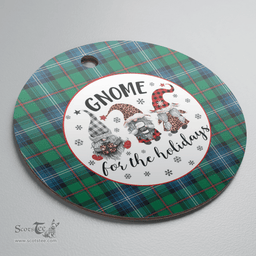 Scottish Urquhart Ancient Clan Tartan Ceramic Ornament - Gnome Round Style Scottish Plaid Tartan Plaid
