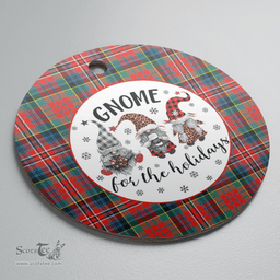 Scottish MacPherson Ancient Clan Tartan Ceramic Ornament - Gnome Round Style Scottish Plaid Tartan Plaid
