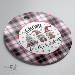Scottish MacPherson Hunting Modern Clan Tartan Ceramic Ornament - Gnome Round Style Scottish Plaid Tartan Plaid