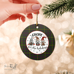 Scottish Hall Clan Tartan Ceramic Ornament - Gnome Round Style Scottish Plaid Tartan Plaid