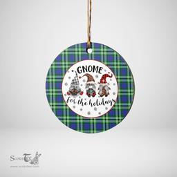Scottish Haliburton Clan Tartan Ceramic Ornament - Gnome Round Style Scottish Plaid Tartan Plaid