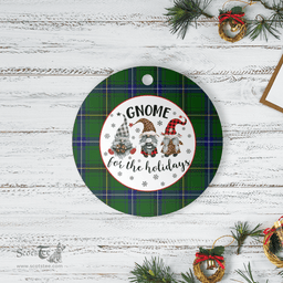 Scottish Henderson Modern Clan Tartan Ceramic Ornament - Gnome Round Style Scottish Plaid Tartan Plaid