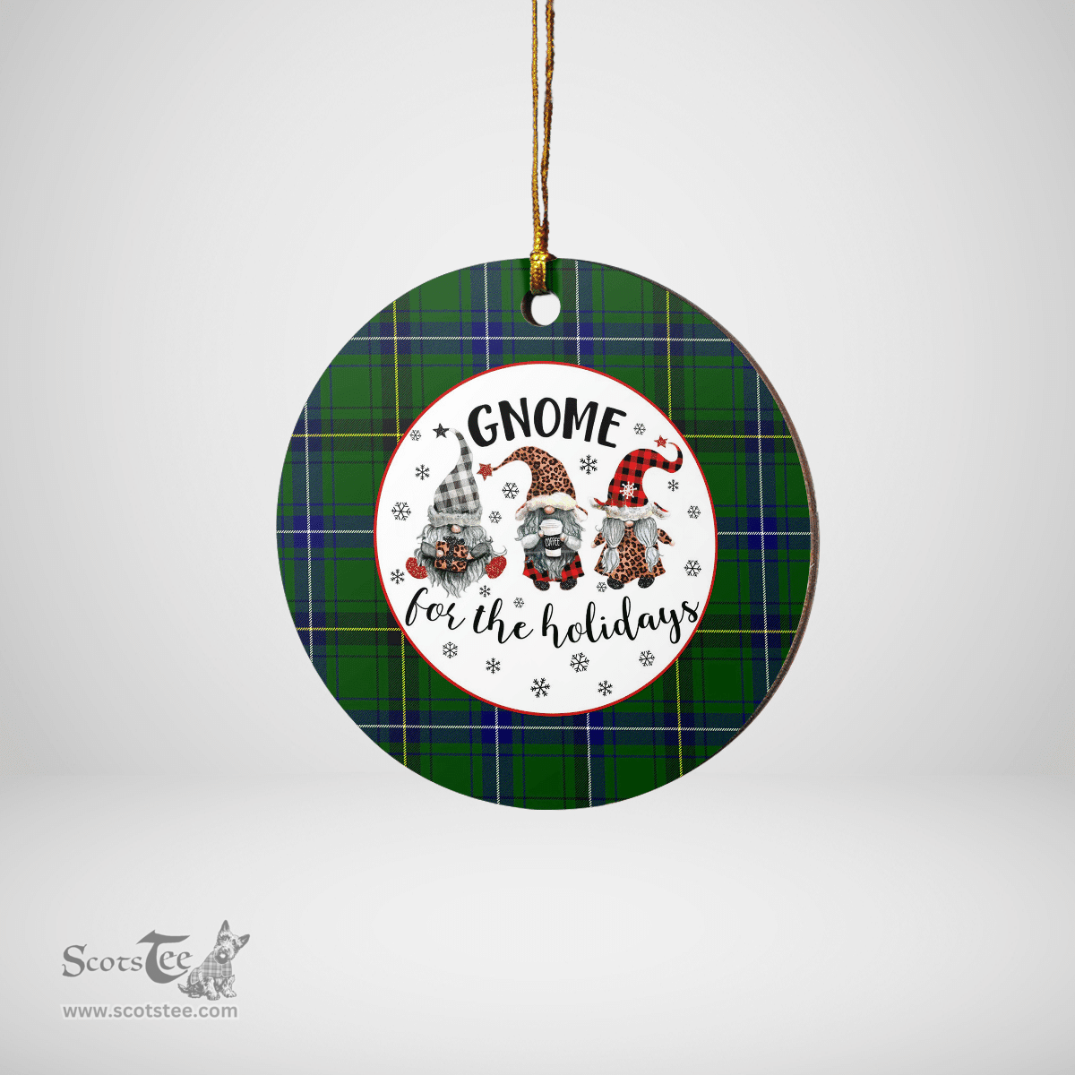 Scottish Henderson Modern Clan Tartan Ceramic Ornament - Gnome Round Style Scottish Plaid Tartan Plaid