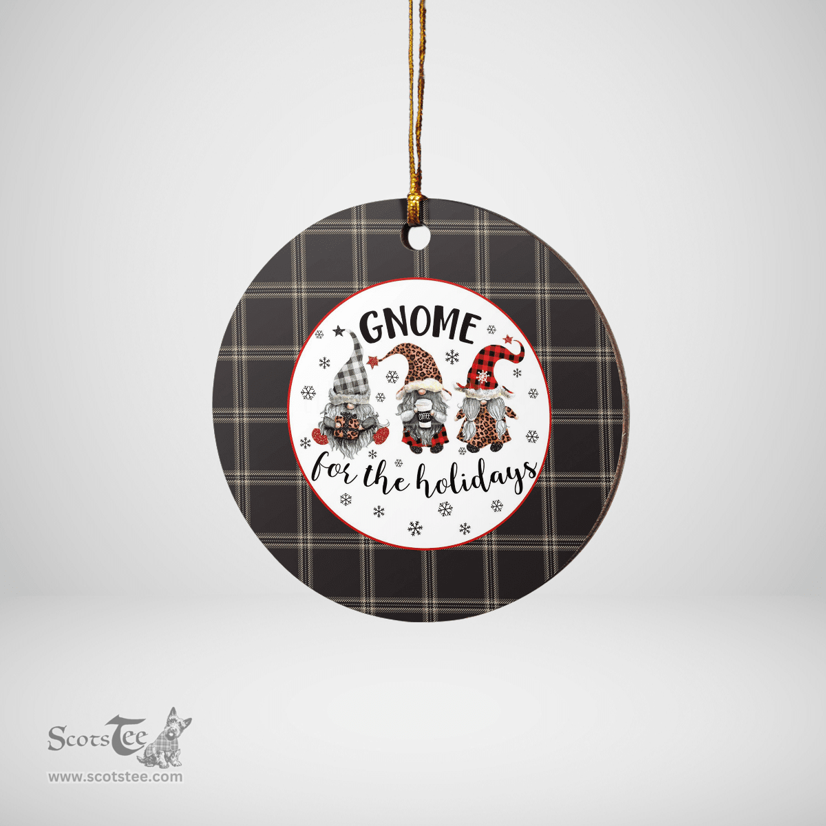 Scottish Eternity Clan Tartan Ceramic Ornament - Gnome Round Style Scottish Plaid Tartan Plaid