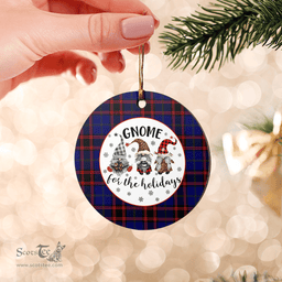 Scottish Home Modern Clan Tartan Ceramic Ornament - Gnome Round Style Scottish Plaid Tartan Plaid