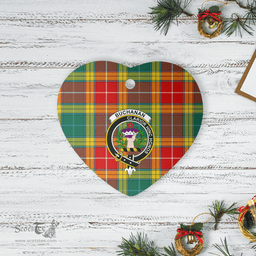 Scottish Buchanan Old Sett Clan Tartan Ceramic Ornament - Crest Heart Style Scottish Plaid Tartan Plaid