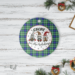 Scottish Haliburton Clan Tartan Ceramic Ornament - Gnome Round Style Scottish Plaid Tartan Plaid