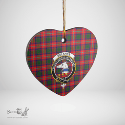 Scottish Belshe Clan Tartan Ceramic Ornament - Crest Heart Style Scottish Plaid Tartan Plaid