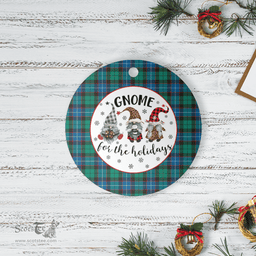Scottish Hunter Ancient Clan Tartan Ceramic Ornament - Gnome Round Style Scottish Plaid Tartan Plaid
