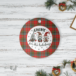 Scottish MacPherson Weathered Clan Tartan Ceramic Ornament - Gnome Round Style Scottish Plaid Tartan Plaid