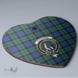Scottish Fletcher Ancient Clan Tartan Ceramic Ornament - Crest Heart Style Scottish Plaid Tartan Plaid
