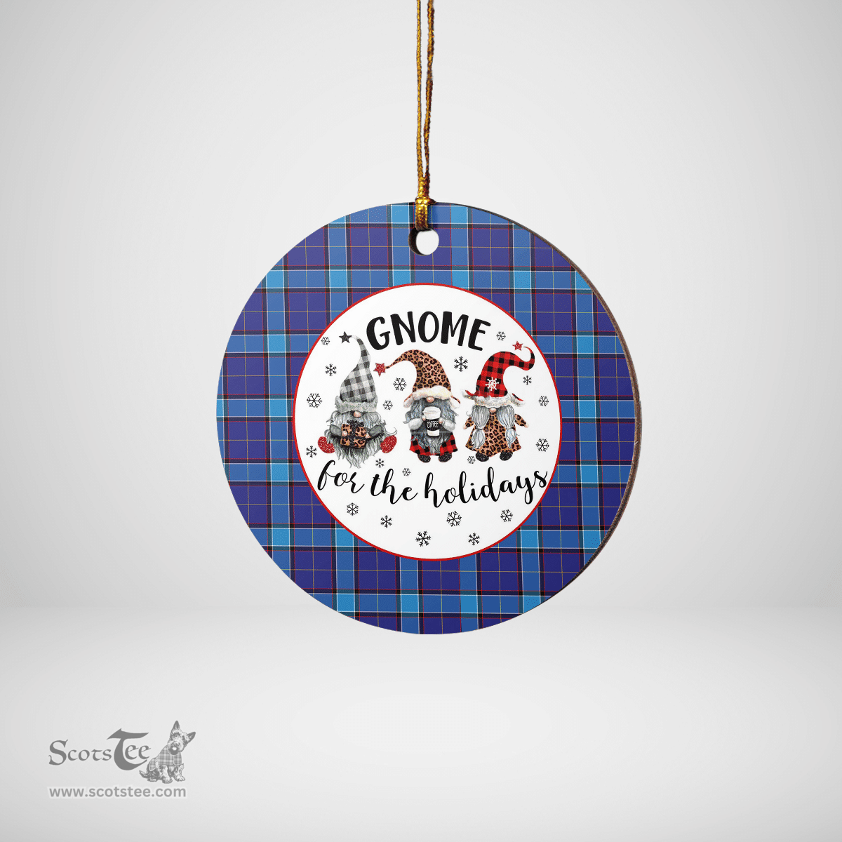 Scottish Kirkcaldy Clan Tartan Ceramic Ornament - Gnome Round Style Scottish Plaid Tartan Plaid