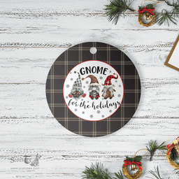 Scottish Eternity Clan Tartan Ceramic Ornament - Gnome Round Style Scottish Plaid Tartan Plaid