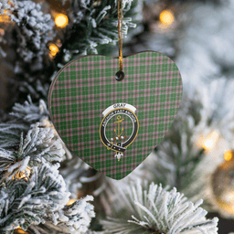Scottish Gray Hunting Clan Tartan Ceramic Ornament - Crest Heart Style Scottish Plaid Tartan Plaid