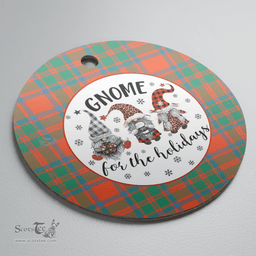 Scottish MacKintosh Ancient Clan Tartan Ceramic Ornament - Gnome Round Style Scottish Plaid Tartan Plaid