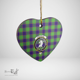 Scottish Colville Clan Tartan Ceramic Ornament - Crest Heart Style Scottish Plaid Tartan Plaid