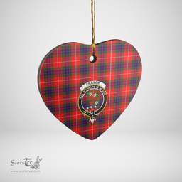 Scottish Fraser Modern Clan Tartan Ceramic Ornament - Crest Heart Style Scottish Plaid Tartan Plaid