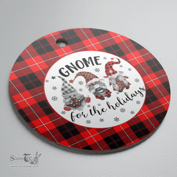 Scottish Cunningham Modern Clan Tartan Ceramic Ornament - Gnome Round Style Scottish Plaid Tartan Plaid