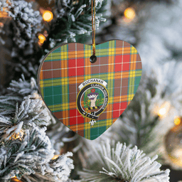 Scottish Buchanan Old Sett Clan Tartan Ceramic Ornament - Crest Heart Style Scottish Plaid Tartan Plaid