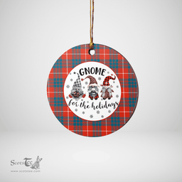 Scottish Hamilton Ancient Clan Tartan Ceramic Ornament - Gnome Round Style Scottish Plaid Tartan Plaid