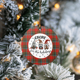 Scottish MacPherson Weathered Clan Tartan Ceramic Ornament - Gnome Round Style Scottish Plaid Tartan Plaid