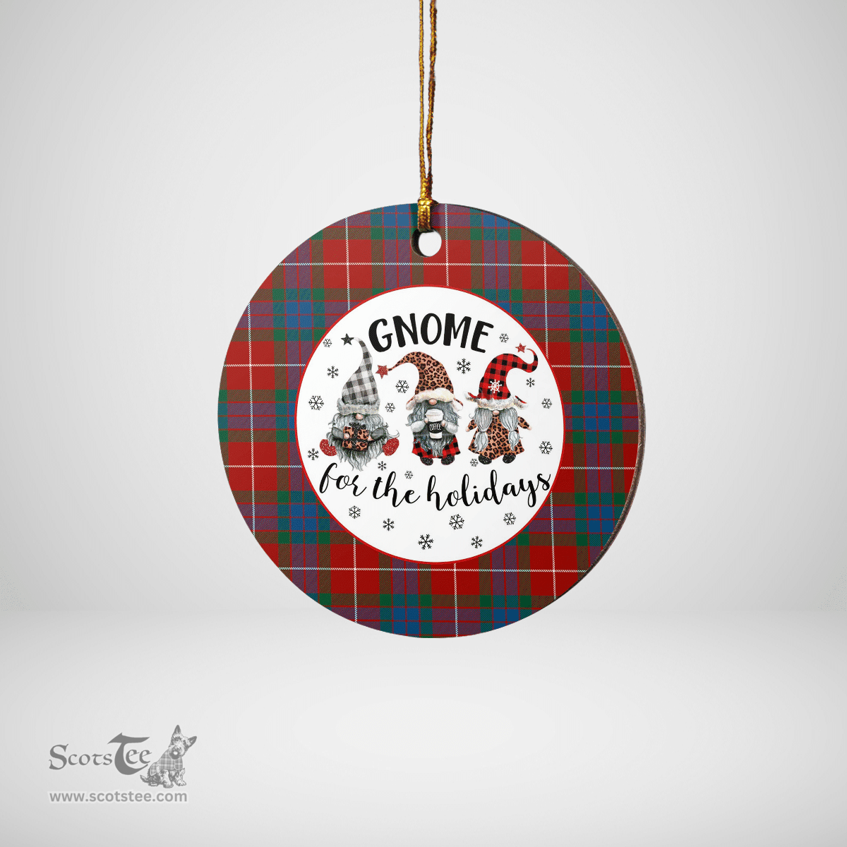 Scottish Fraser Ancient Clan Tartan Ceramic Ornament - Gnome Round Style Scottish Plaid Tartan Plaid
