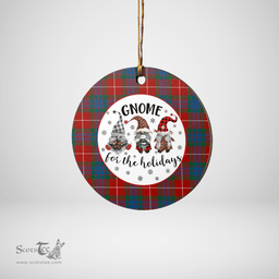 Scottish Fraser Ancient Clan Tartan Ceramic Ornament - Gnome Round Style Scottish Plaid Tartan Plaid