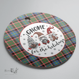 Scottish Norvel (Stirling) Clan Tartan Ceramic Ornament - Gnome Round Style Scottish Plaid Tartan Plaid