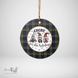 Scottish Colquhoun Clan Tartan Ceramic Ornament - Gnome Round Style Scottish Plaid Tartan Plaid