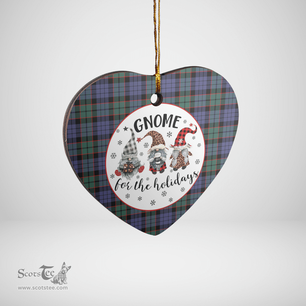 Scottish Fletcher Modern Clan Tartan Ceramic Ornament - Gnome Heart Style Scottish Plaid Tartan Plaid