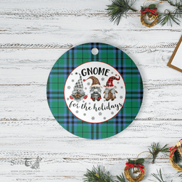 Scottish Keith Ancient Clan Tartan Ceramic Ornament - Gnome Round Style Scottish Plaid Tartan Plaid