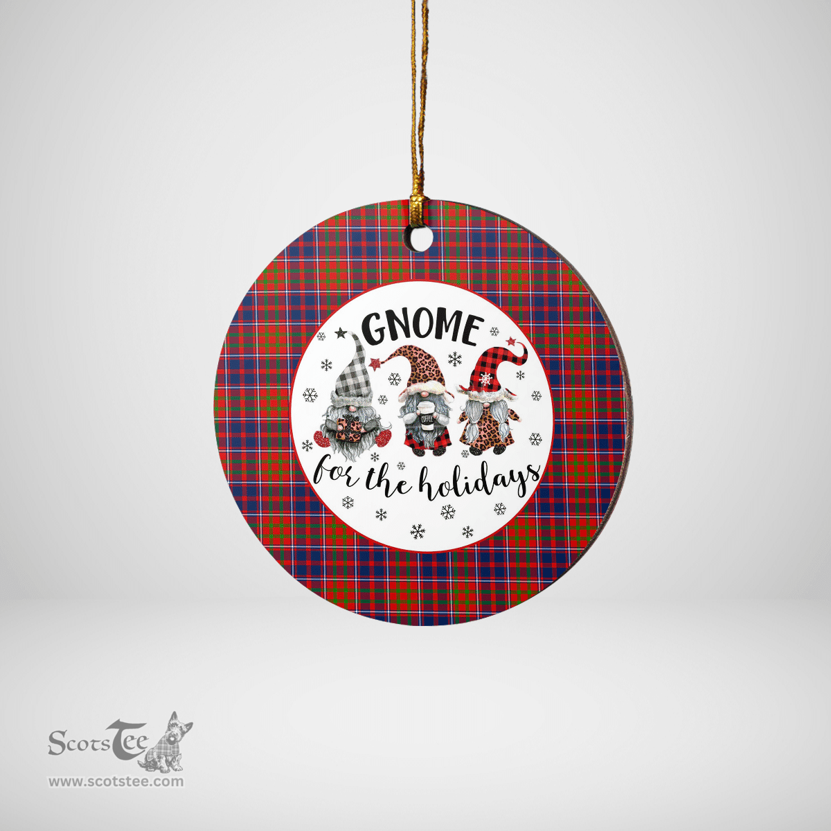 Scottish Cameron of Lochiel Clan Tartan Ceramic Ornament - Gnome Round Style Scottish Plaid Tartan Plaid