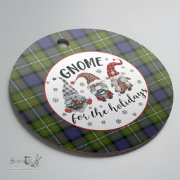 Scottish Fergusson Modern Clan Tartan Ceramic Ornament - Gnome Round Style Scottish Plaid Tartan Plaid