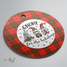 Scottish Maxtone Clan Tartan Ceramic Ornament - Gnome Round Style Scottish Plaid Tartan Plaid