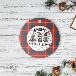 Scottish Hamilton Ancient Clan Tartan Ceramic Ornament - Gnome Round Style Scottish Plaid Tartan Plaid