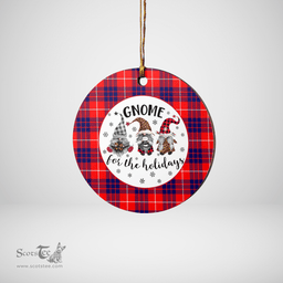 Scottish Hamilton Modern Clan Tartan Ceramic Ornament - Gnome Round Style Scottish Plaid Tartan Plaid