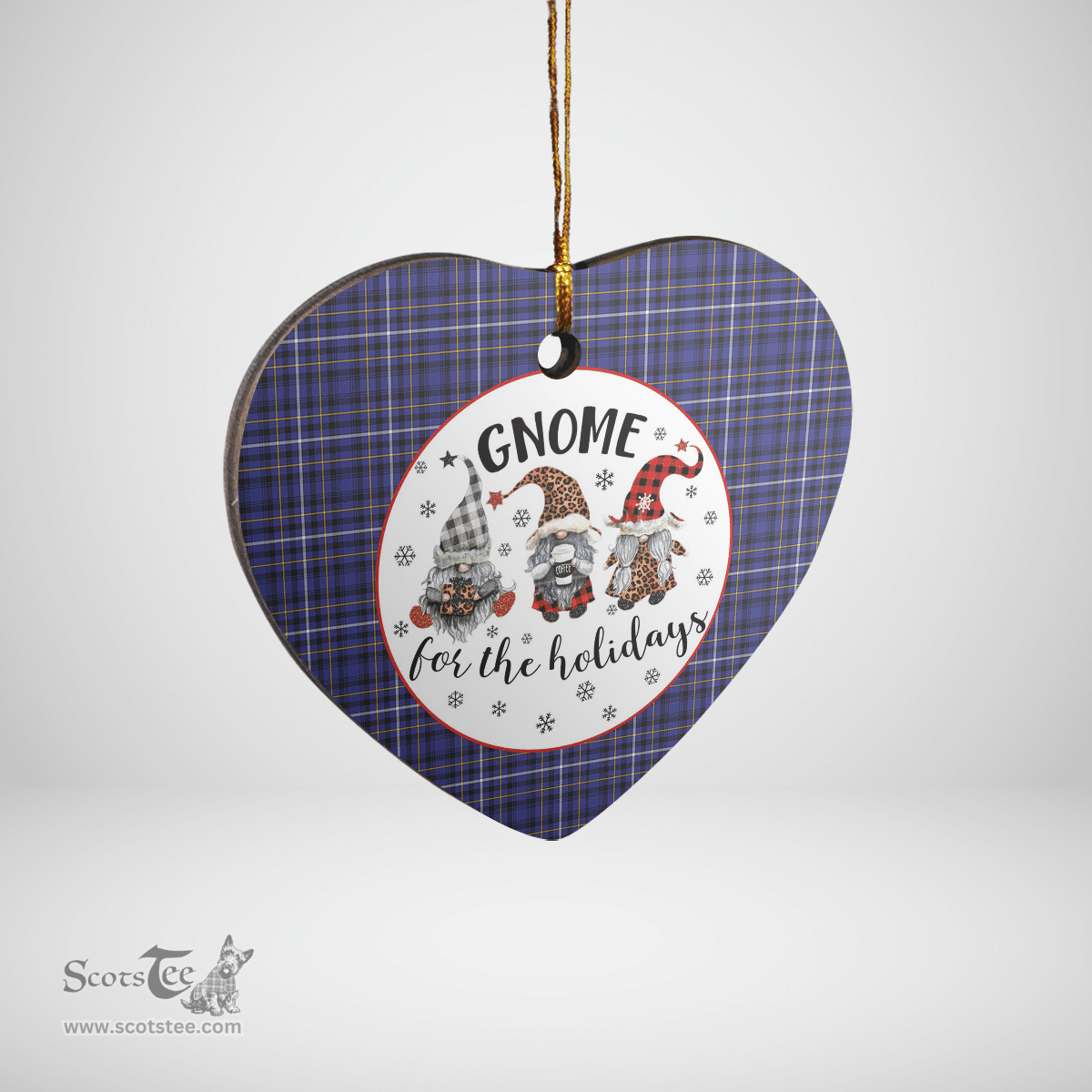 Scottish Fleming Clan Tartan Ceramic Ornament - Gnome Heart Style Scottish Plaid Tartan Plaid