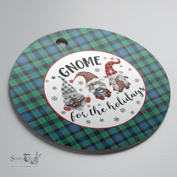 Scottish Mowat Clan Tartan Ceramic Ornament - Gnome Round Style Scottish Plaid Tartan Plaid