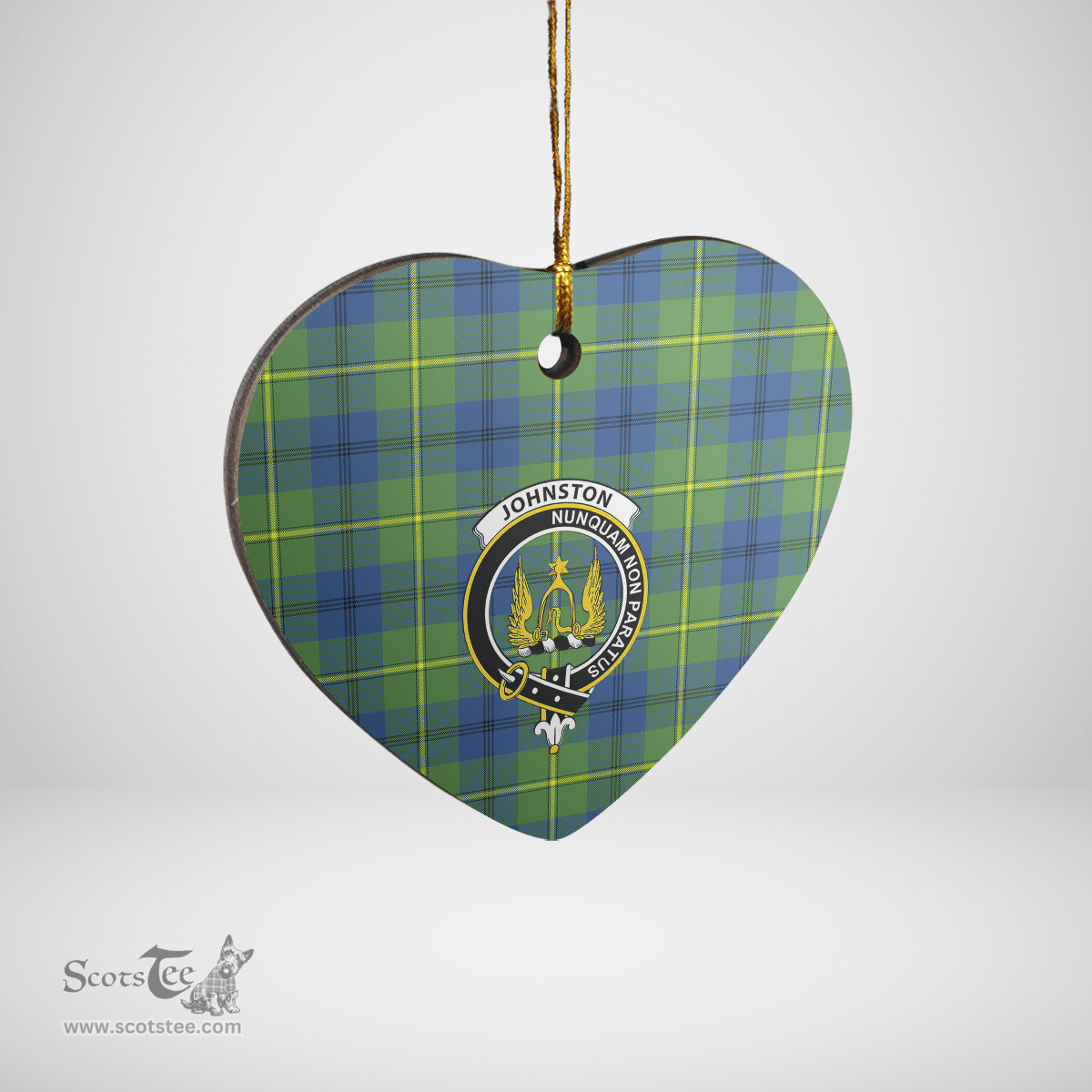 Scottish Johnston Ancient Clan Tartan Ceramic Ornament - Crest Heart Style Scottish Plaid Tartan Plaid