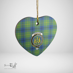Scottish Johnston Ancient Clan Tartan Ceramic Ornament - Crest Heart Style Scottish Plaid Tartan Plaid