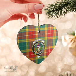Scottish Buchanan Old Sett Clan Tartan Ceramic Ornament - Crest Heart Style Scottish Plaid Tartan Plaid