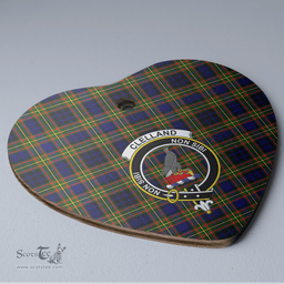 Scottish Clelland Modern Clan Tartan Ceramic Ornament - Crest Heart Style Scottish Plaid Tartan Plaid