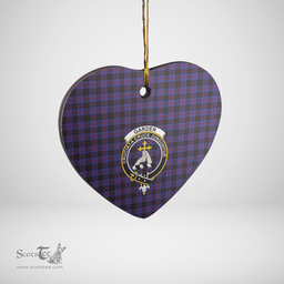 Scottish Garden Clan Tartan Ceramic Ornament - Crest Heart Style Scottish Plaid Tartan Plaid