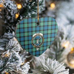 Scottish Gunn Ancient Clan Tartan Ceramic Ornament - Crest Heart Style Scottish Plaid Tartan Plaid
