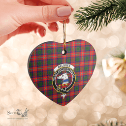 Scottish Belshe Clan Tartan Ceramic Ornament - Crest Heart Style Scottish Plaid Tartan Plaid