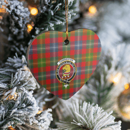 Scottish Forrester Clan Tartan Ceramic Ornament - Crest Heart Style Scottish Plaid Tartan Plaid