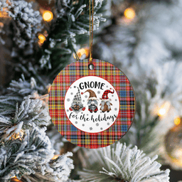 Scottish Drummond of Strathallan Clan Tartan Ceramic Ornament - Gnome Round Style Scottish Plaid Tartan Plaid