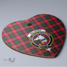Scottish Belshe Clan Tartan Ceramic Ornament - Crest Heart Style Scottish Plaid Tartan Plaid